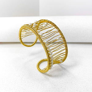 Pulsera Acero Brazalete Perlitas