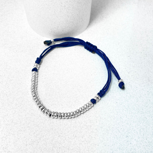 Pulsera Hilo Chaquiras Plata