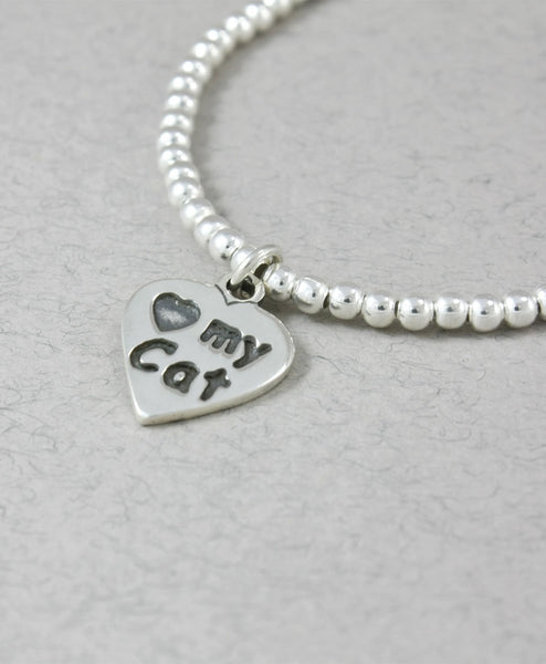 Pulsera Bolitas Broche Dije Huella I Love My Cat