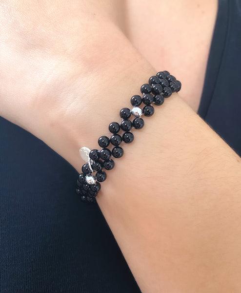 Pulsera Bolitas Tejida Piedritas