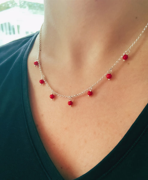 Collar Cadenita Bolitas Usa Piedra