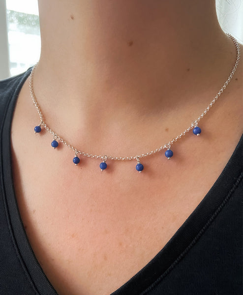 Collar Cadenita Bolitas Usa Piedra