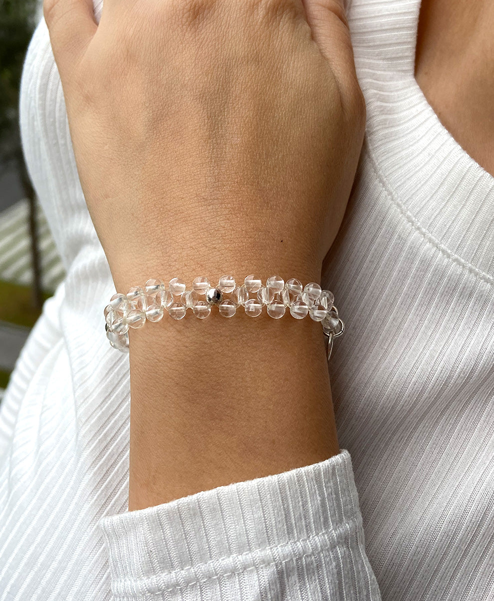 Pulsera Bolitas Tejida Piedritas