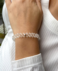 Pulsera Bolitas Tejida Piedritas