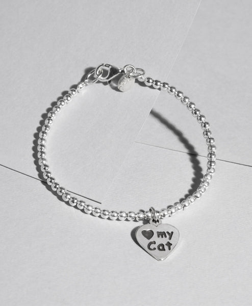 Pulsera Bolitas Broche Dije Huella I Love My Cat