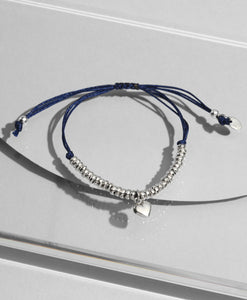 Pulsera Hilo Chaquiras Plata Dije