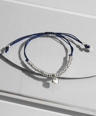 Pulsera Hilo Chaquiras Plata Dije