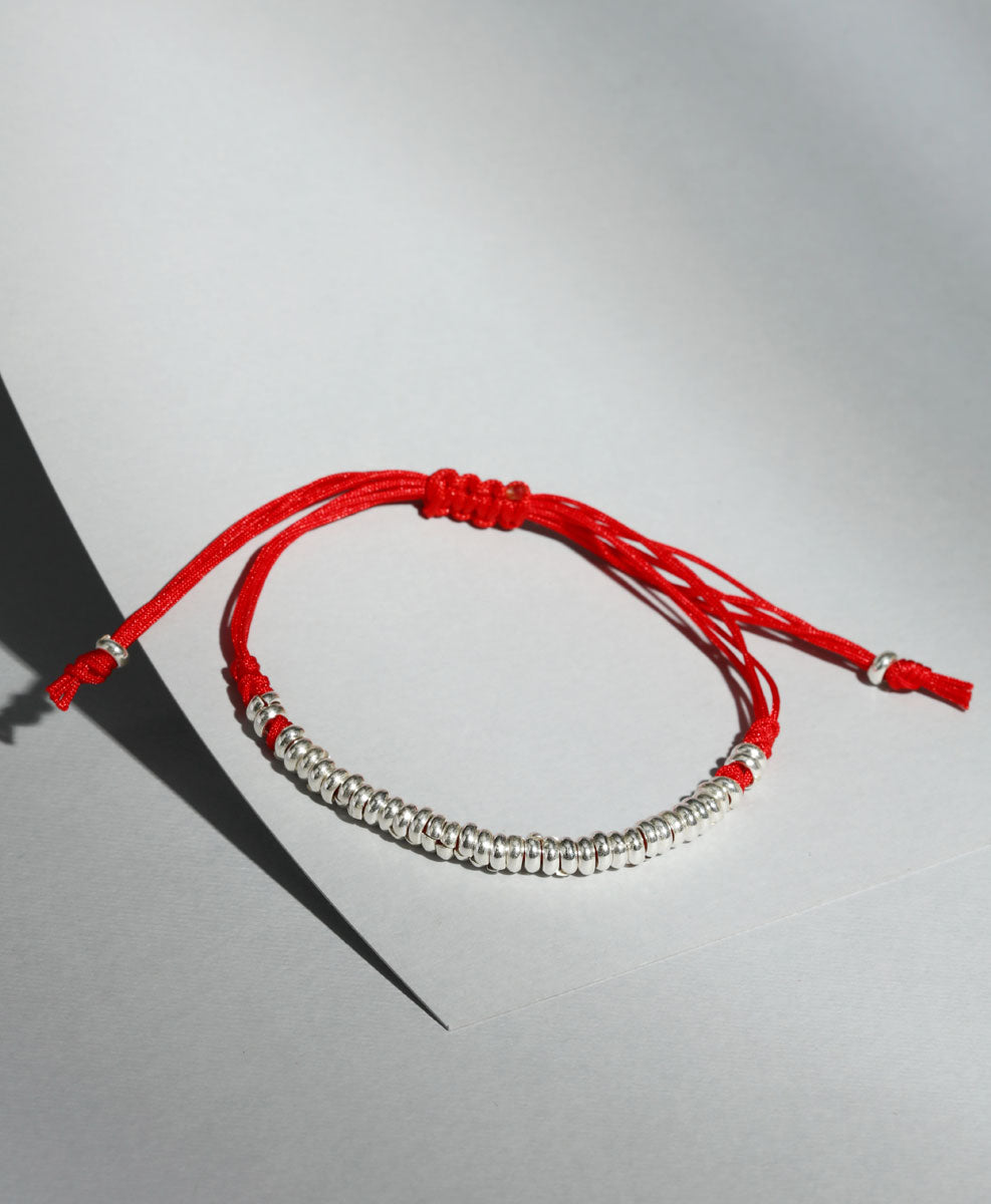 Pulsera Hilo Chaquiras Plata