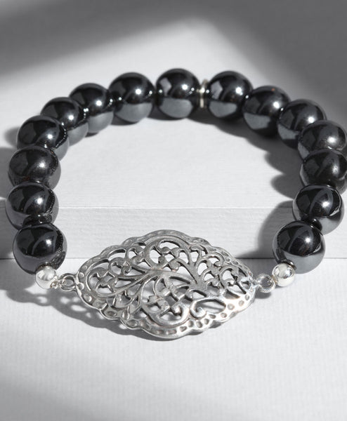 Pulsera Rombo Floreado Elastica Piedras