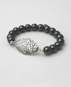 Pulsera Rombo Floreado Elastica Piedras